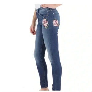 7 for All Mankind  The Skinny with Floral Patchwork Jeans Stretch Denim Size 27